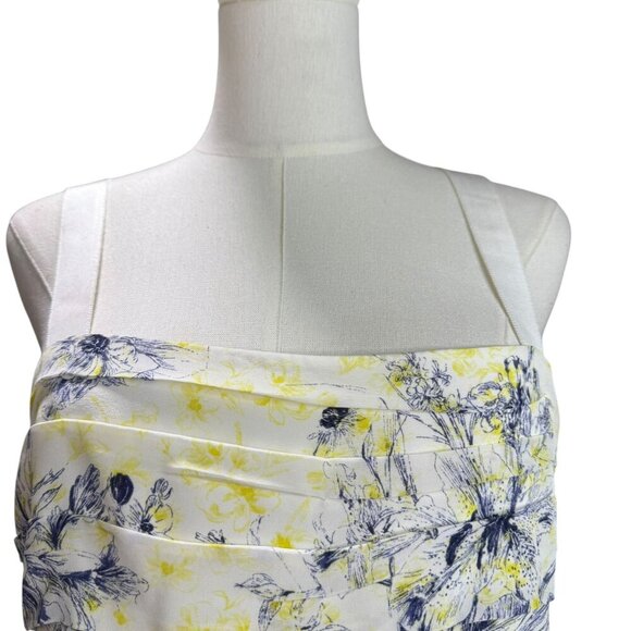 Cinq à Sept Floral Silk Bustier Top Size M – Ruched Yellow & Blue Camisole - Picture 6 of 8